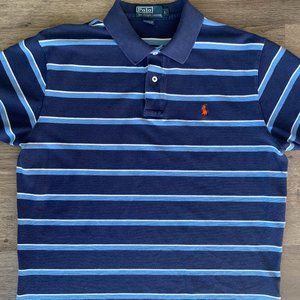 Polo Ralph Lauren Blue Stripe Regular Fit Short Sleeve - Sz.L